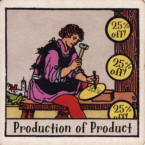 Fake tarot card showing production of signage